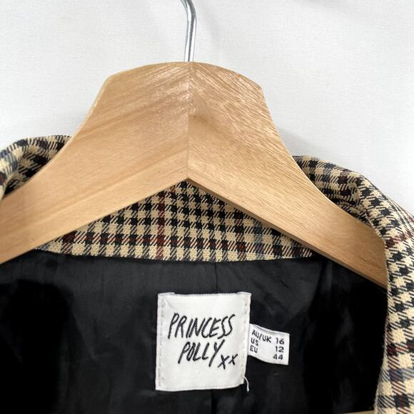 Princess polly Mrs Nancy plaid oversized blazer jacket - Picture 4 of 8